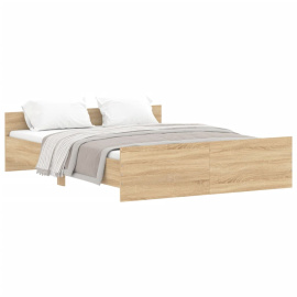 vidaXL Rám postele s hlavovým a nožním čelem dub sonoma 150 x 200 cm (3203756)