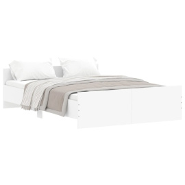 vidaXL Rám postele s hlavovým a nožním čelem bílý 135 x 190 cm (3203789)