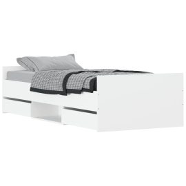 vidaXL Rám postele s hlavovým a nožním čelem bílý 100 x 200 cm (3203796)
