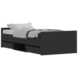 vidaXL Rám postele s hlavovým a nožním čelem černý 90 x 200 cm (3203804)