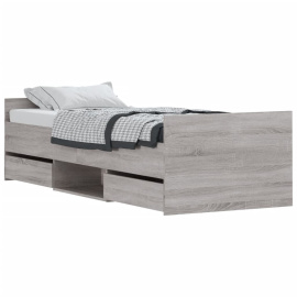vidaXL Rám postele s hlavovým a nožním čelem šedý sonoma 75 x 190 cm (3203822)