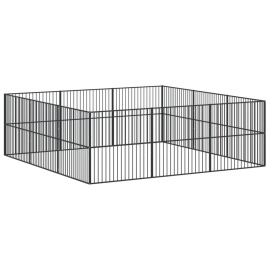 vidaXL Ohrádka pro psy 12 panelů černá pozinkovaná ocel (3209554)