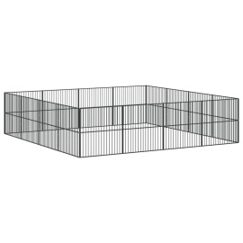 vidaXL Ohrádka pro psy 16 panelů černá pozinkovaná ocel (3209555)