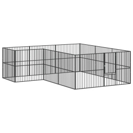 vidaXL Ohrádka pro psy 12 panelů černá pozinkovaná ocel (3209558)