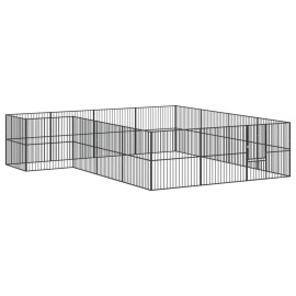 vidaXL Ohrádka pro psy 16 panelů černá pozinkovaná ocel (3209559)
