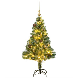vidaXL Umělý vánoční stromek se 150 LED a sadou koulí zasněžený 150 cm (3210084)