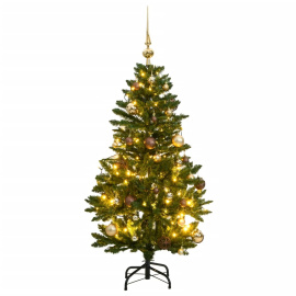 vidaXL Umělý sklápěcí vánoční stromek se 150 LED a koulemi 120 cm (3210085)