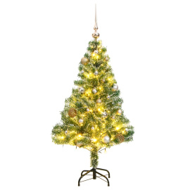vidaXL Umělý vánoční stromek se 150 LED a sadou koulí zasněžený 120 cm (3210091)