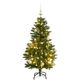 vidaXL Umělý sklápěcí vánoční stromek se 150 LED a koulemi 120 cm (3210093)
