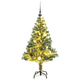vidaXL Umělý vánoční stromek se 150 LED a sadou koulí zasněžený 120 cm (3210099)