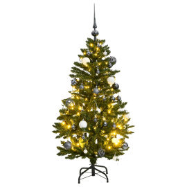 vidaXL Umělý sklápěcí vánoční stromek se 150 LED a koulemi 120 cm (3210101)