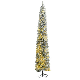 vidaXL Umělý vánoční stromek s 300 LED a koulemi zasněžený 270 cm (3210244)