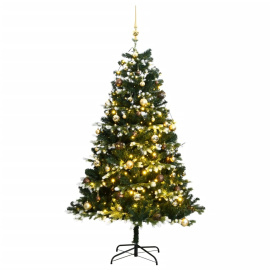 vidaXL Umělý sklápěcí vánoční stromek se 150 LED a koulemi 120 cm (3210283)