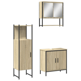vidaXL 3dílný set koupelnového nábytku dub sonoma kompozitní dřevo (3214701)