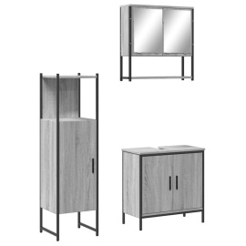 vidaXL 3dílný set koupelnového nábytku šedý sonoma kompozitní dřevo (3214703)